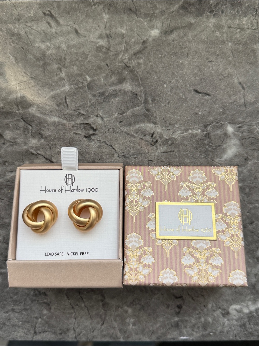 House of Harlow 1960 Matte Gold Twisted Knot Earrings
